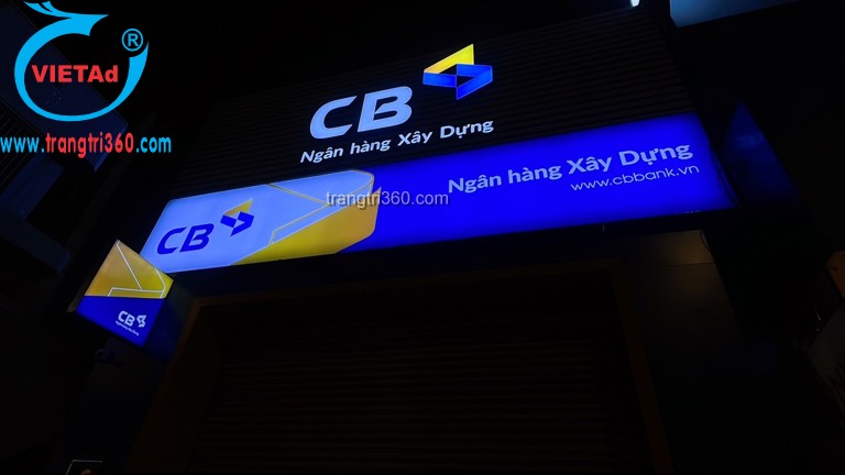 Hộp đèn bạt không gân in uv chuỗi ngân hàng xây dựng CB bank tại TPHCM do Quảng Cáo Việt thi công