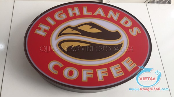 Hộp đèn dán film 3M thương hiệu Highlands coffee