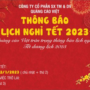 Quảng Cáo Việt Thông Báo Lịch Nghỉ Lễ Tết Dương Lịch 2023