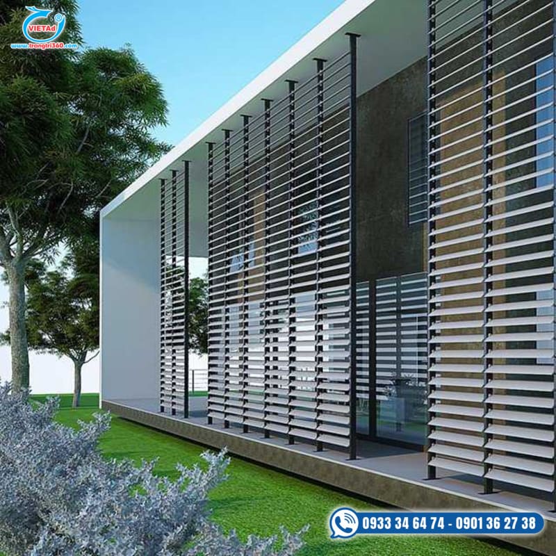 Mẫu thiết kế 3c lam nhôm trang trí mặt tiền đẹp