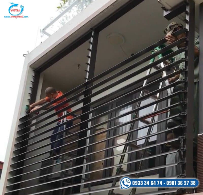 Thi công lam nhôm trang trí mặt tiền