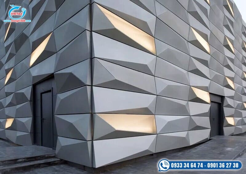 Hình ảnh về tấm ốp kim loại nhôm gia công chấn 3D khối ốp tường
