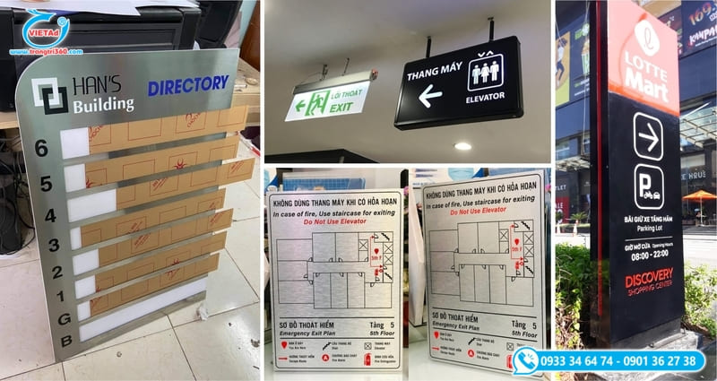 Biển chỉ dẫn tòa nhà, sử dụng cho trong nhà hoặc ngoài trời