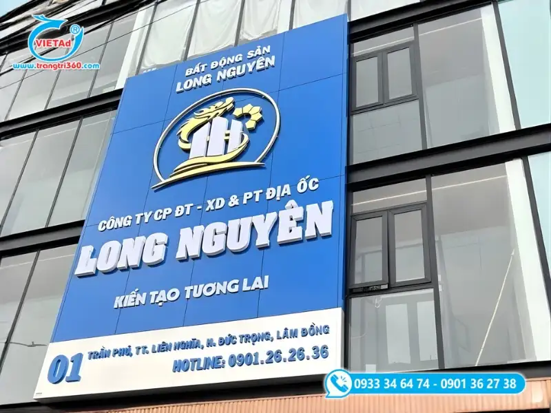 Mẫu bảng hiệu bất động sản chất liệu nền alu chữ nổi mica
