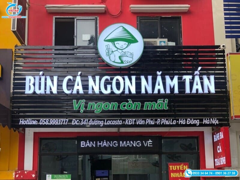 Mẫu bảng hiệu lam nhôm quán bún cá