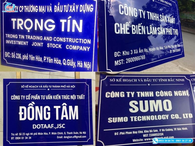 Kích thước bảng hiệu mica nhỏ