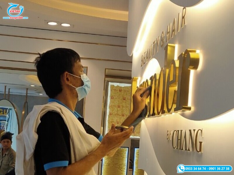 Các bước thi công bảng hiệu chữ nổi inox tại Quảng Cáo Việt