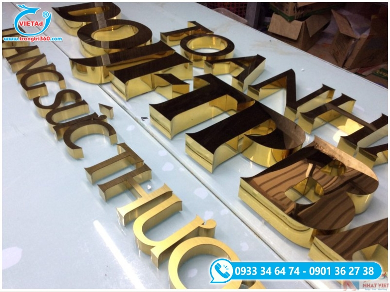 Chữ nổi inox vàng gương