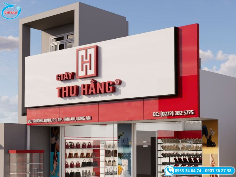 Bảng hiêu cửa hàng màu đỏ nổi bật