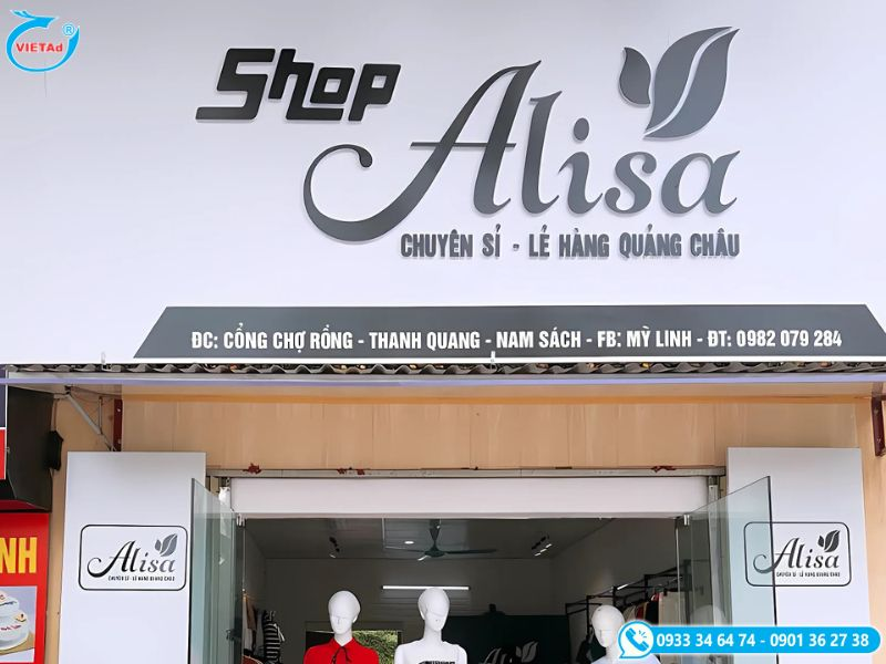 Kích thước bảng hiệu cửa hàng quần áo nhỏ gọn