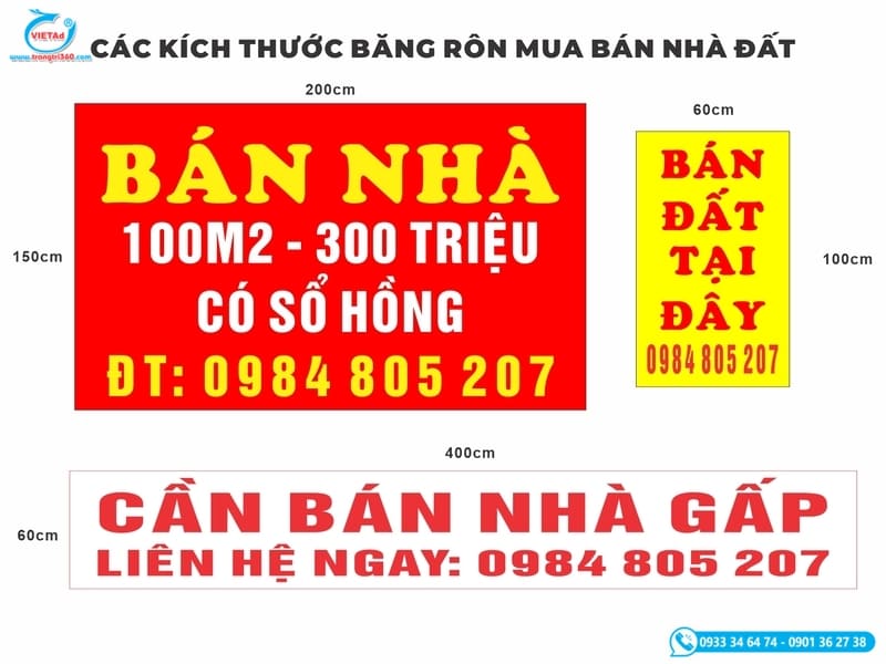 In băng rôn mua bán nhà đất giá rẻ, đơn giản và nổi bật