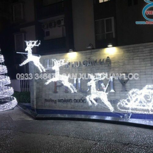 Cỗ xe tuần lộc quấn thép trang trí Noel