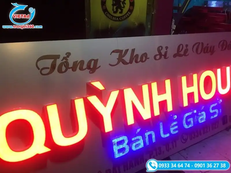Bảng hiệu alu chữ mica gắn Led