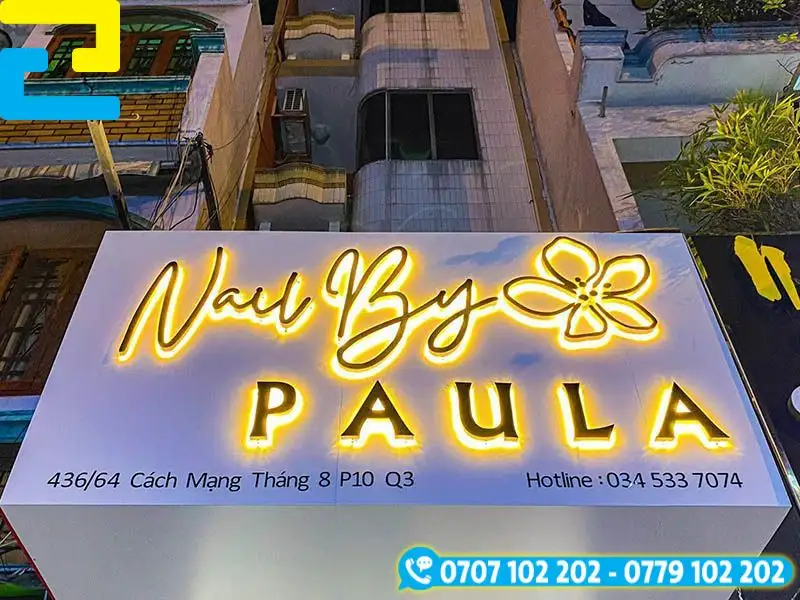 Bảng cáo chữ inox sáng chân