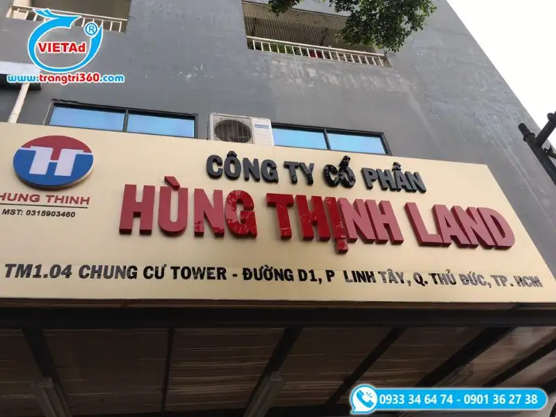 Thi công bảng hiệu chữ inox cho công công ty bất động sản