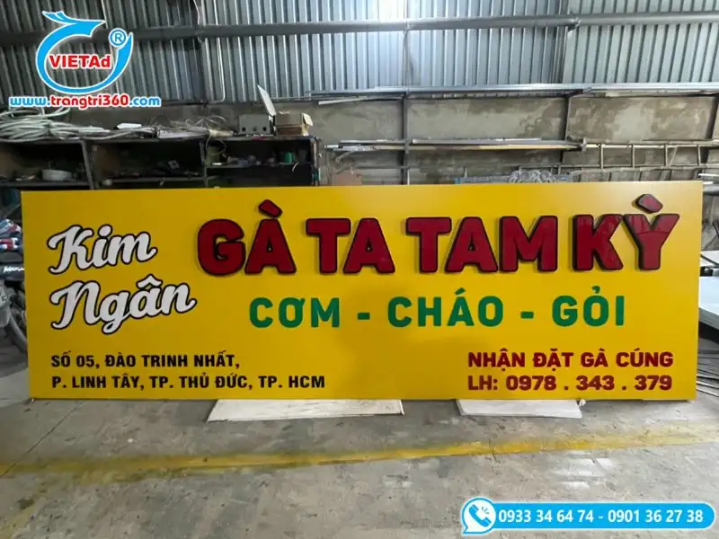 Bảng hiệu chữ mica viền inox