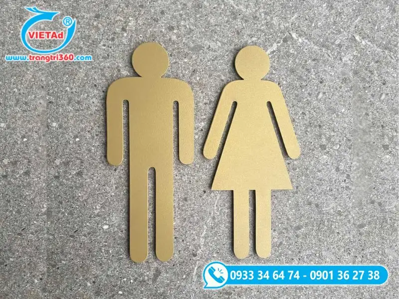 Biểu tượng WC inox vàng ánh kim