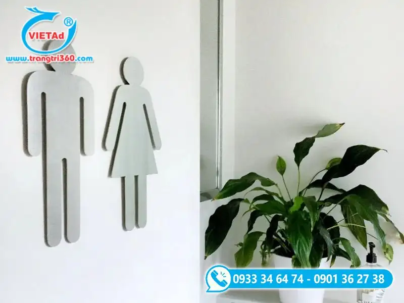 Biểu tượng WC inox gắn tường