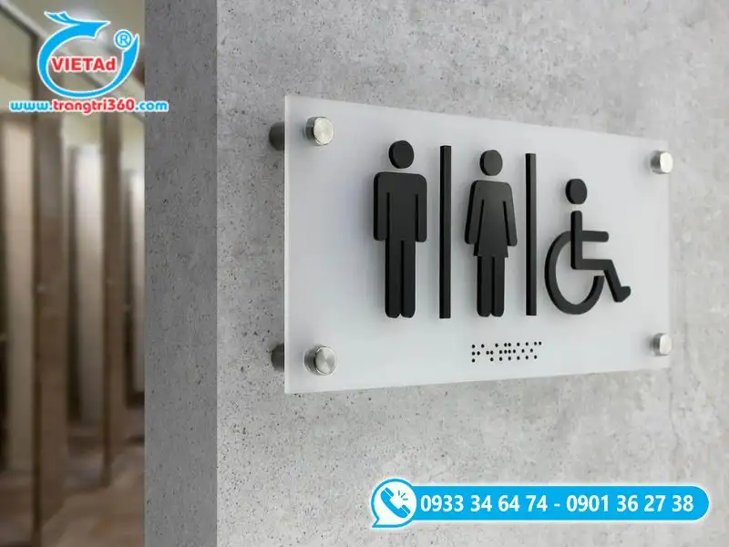 Bảng WC mica trắng mờ làm nền kết hợp mica đen