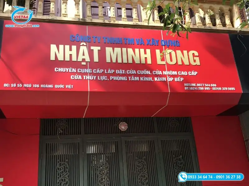 Bảng hiệu nền Alu chữ nổi inox
