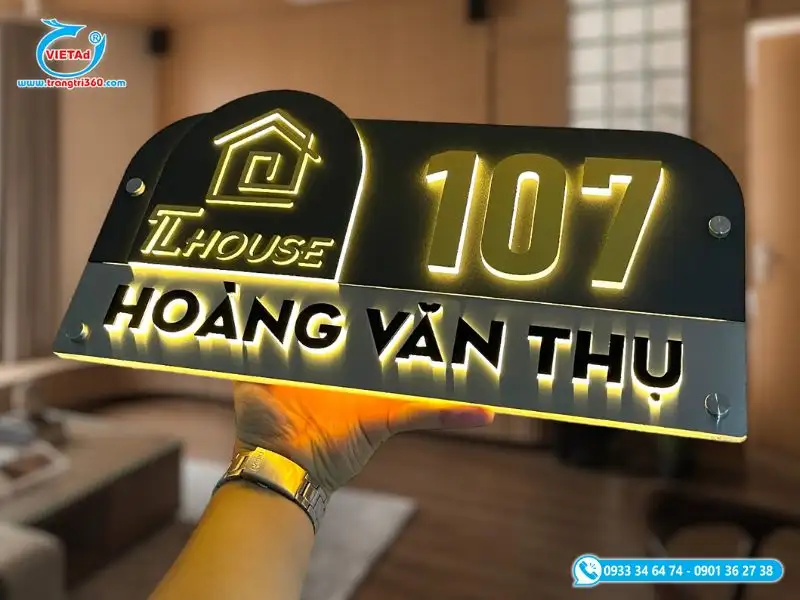 Bảng hữ nổi inox kết hợp đèn Led thu hút