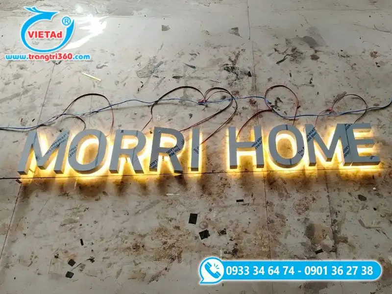 Chữ inox cho homestay kết hợp đèn LED nổi bật