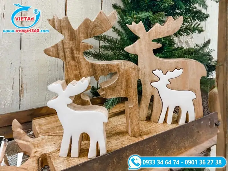 Tuần lộc gỗ trang trí giáng sinh theo nhiều kích thước