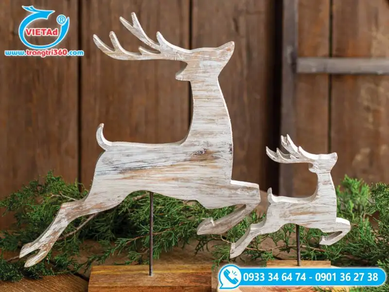 Tuần lộc gỗ MDF phủ sơn rustic trắng
