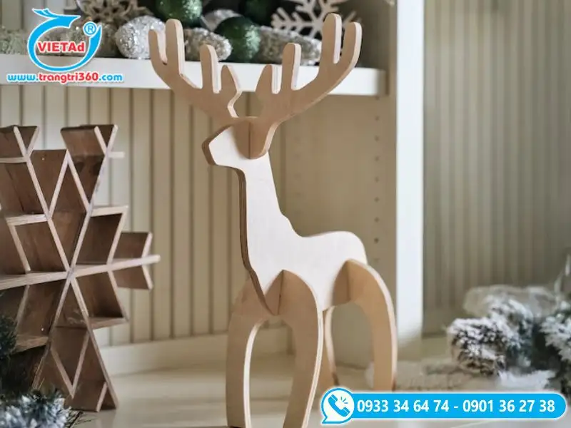 Tuần lộc gỗ mini decor Noel phong cách Bắc Âu