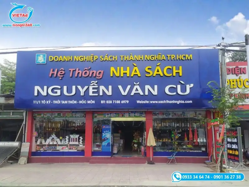 Bảng hiệu bán văn phòng phẩm, nhà sách Nguyễn Văn Cừ