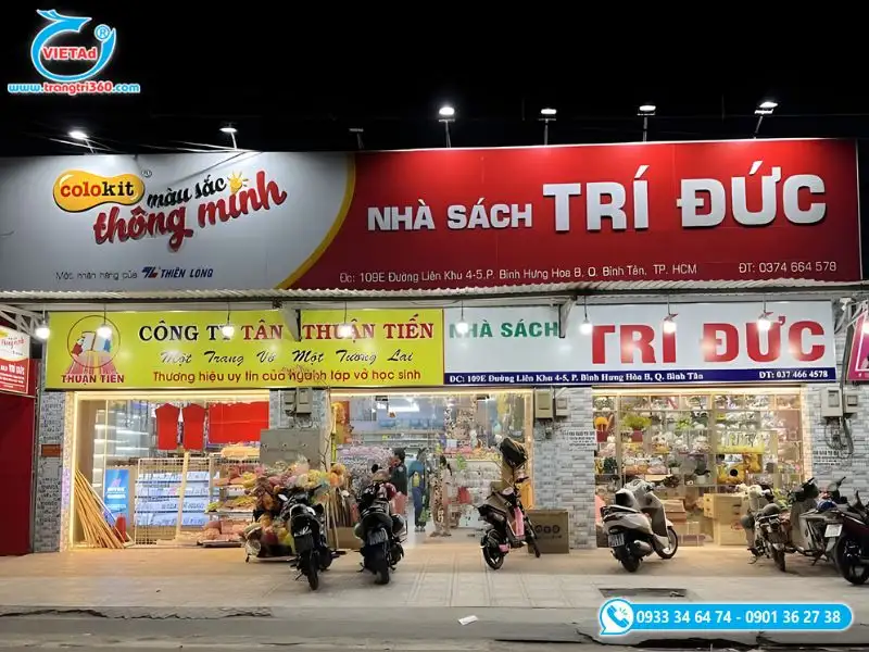 Chữ nổi alu làm bảng hiệu cho nhà sách