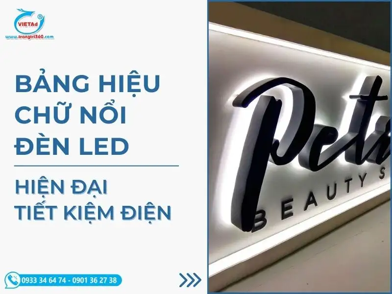 Gia Công Bảng Hiệu Chữ Nổi Đèn LED Hiện Đại Cho Spa Showroom