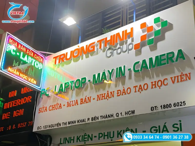 Quảng Cáo Việt chuyên thi công, gia công bảng hiệu cửa hàng laptop chuyên nghiệp, uy tín