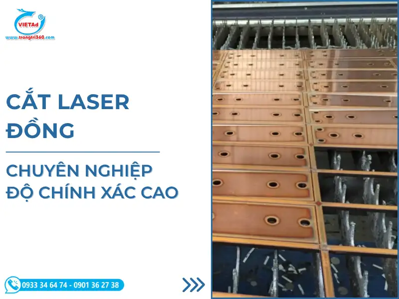 Gia công cắt laser đồng với độ chính xác cao, đường nét tinh xảo tại xưởng