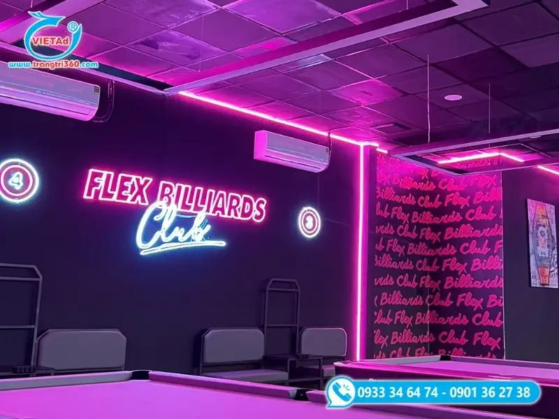 Bảng hiệu bida đèn neon sẽ giúp không gian ấn tượng