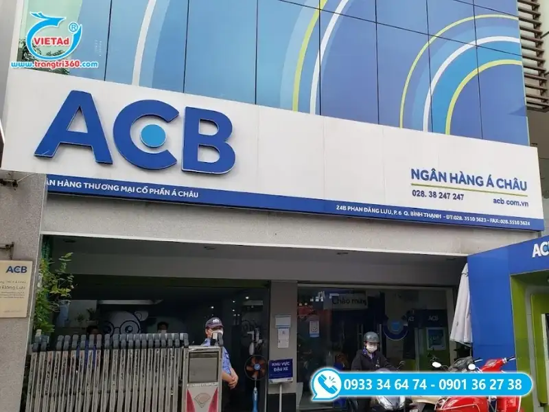 Biển hiệu chữ nổi logo thương hiệu chất liệu Mica xanh trên nền Alu trắng