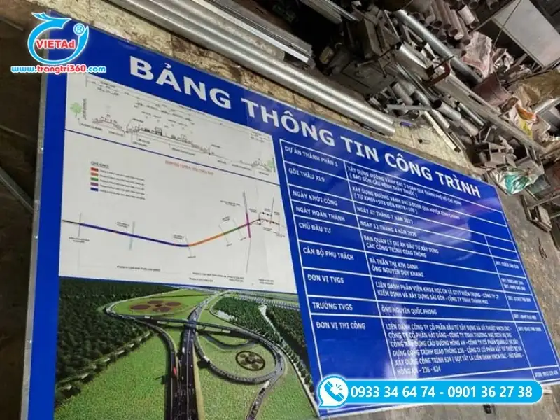 Bảng hiệu công trình cần thể hiện đầy đủ thông tin, lắp đặt ở nơi dễ nhìn thấy