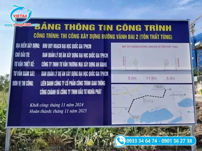 Bảng thông tin công trình thể hiện chi tiết những thông tin về công trình