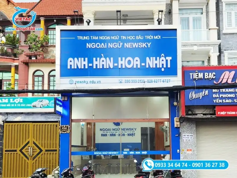 Bảng hiệu Alu xanh dương, chữ nổi mica trắng nổi bật