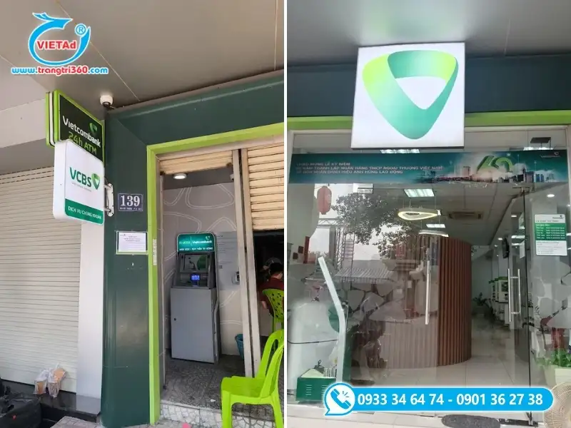 Biển hiệu hộp đèn vẫy ngân hàng tại cây ATM rút tiền