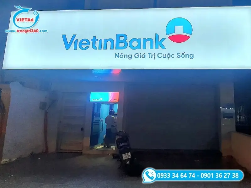 Biển hiệu ngân hàng chất liệu bạt Hiflex xuyên sáng rực rỡ