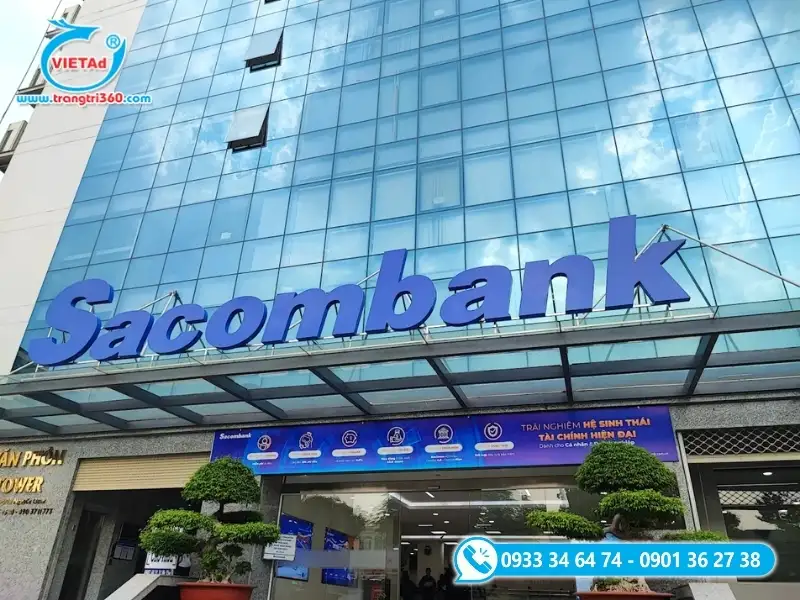 Chữ nổi Mica xanh làm biển hiệu ngân hàng