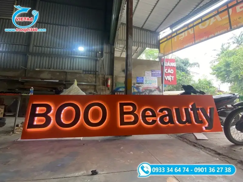 Bảng tên cỡ lớn bằng alu chữ nổi mica kết hợp đèn LED