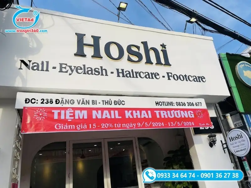 Chất liệu Alu tạo nền bảng hiệu nail chắc chắn, bền đẹp và hạn chế tình trạng cong vênh