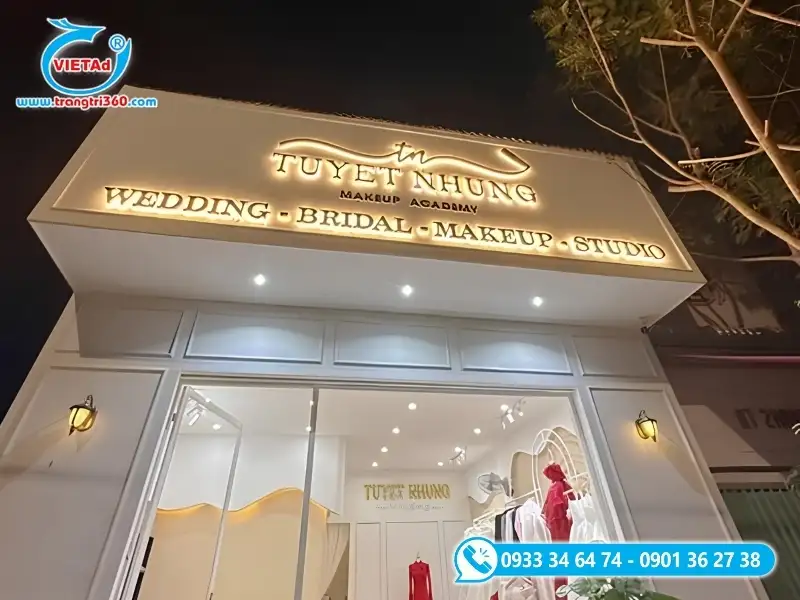 Bảng hiệu studio áo cưới đáp ứng tiêu chuẩn kiến trúc và phong thuỷ