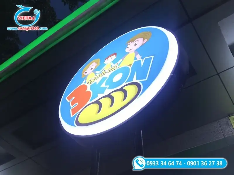 Logo hộp đèn LED mica hút nổi tạo hiệu ứng 3D nổi bật