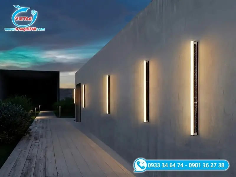 Đèn LED thanh bar gắn tường dọc lối đi, màu đèn vàng nhẹ ấm cúng