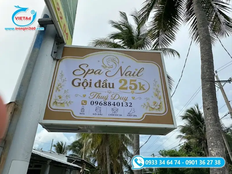 Hộp đèn tiệm nail dạng vẫy 2 mặt in kĩ thuật số UV sắc nét
