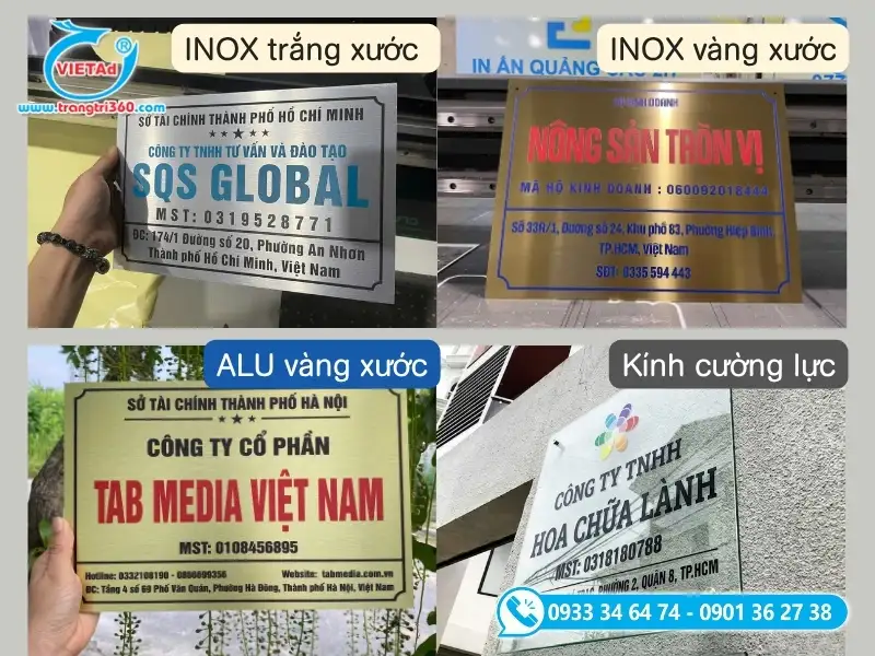 Thực tế bề mặt và độ bóng góc cạnh của bốn loại chất liệu làm biển tên phổ biến