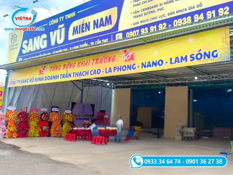Băng rôn quảng cáo khuyến mãi cho đại lý trần thạch cao